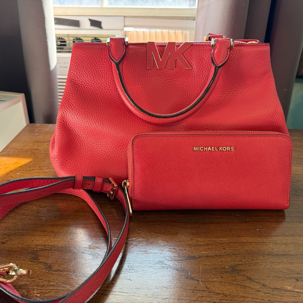 Michael Kors Red Shoulder Bag and Wallet